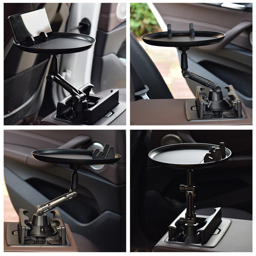 Car Cup Holder Tray Car Cup Holder with 360 Rotation Food Tray Car Food Table with Swivel Arm and Cell Phone Slot Fits Most Cars Useful