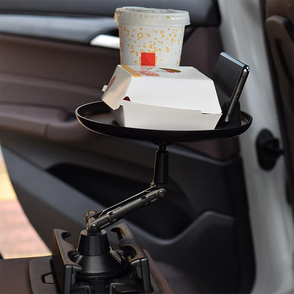 Car Cup Holder Tray Car Cup Holder with 360 Rotation Food Tray Car Food Table with Swivel Arm and Cell Phone Slot Fits Most Cars Useful