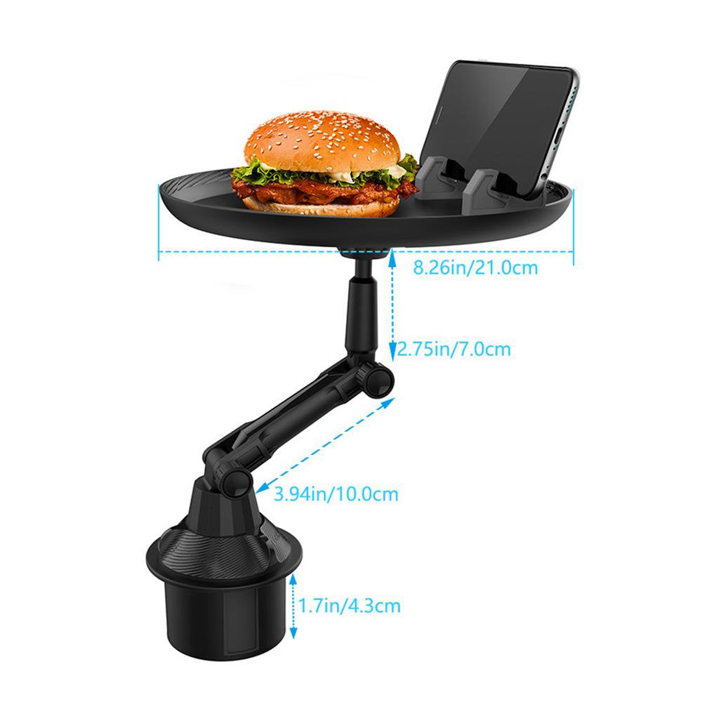 Car Cup Holder Tray Car Cup Holder with 360 Rotation Food Tray Car Food Table with Swivel Arm and Cell Phone Slot Fits Most Cars Useful