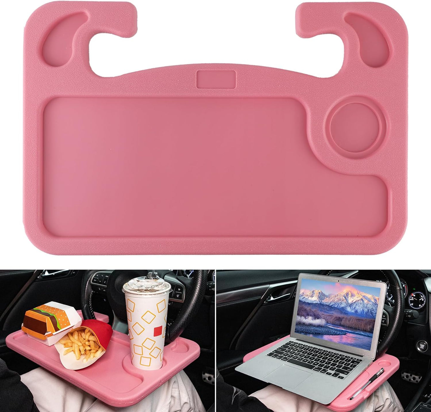 Car Steering Wheel Desk for Travel - Car Accessories Stand Tray Table for Eating (Black)