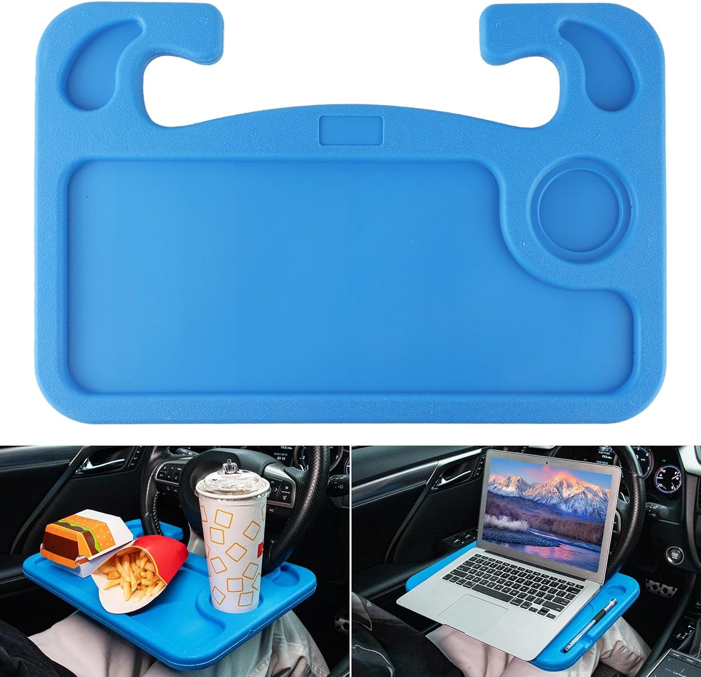 Car Steering Wheel Desk for Travel - Car Accessories Stand Tray Table for Eating (Black)