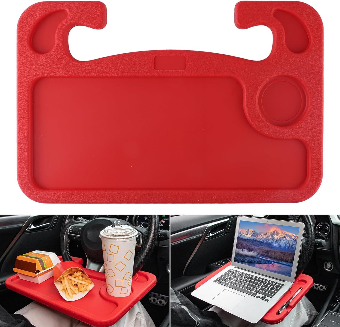 Car Steering Wheel Desk for Travel - Car Accessories Stand Tray Table for Eating (Black)