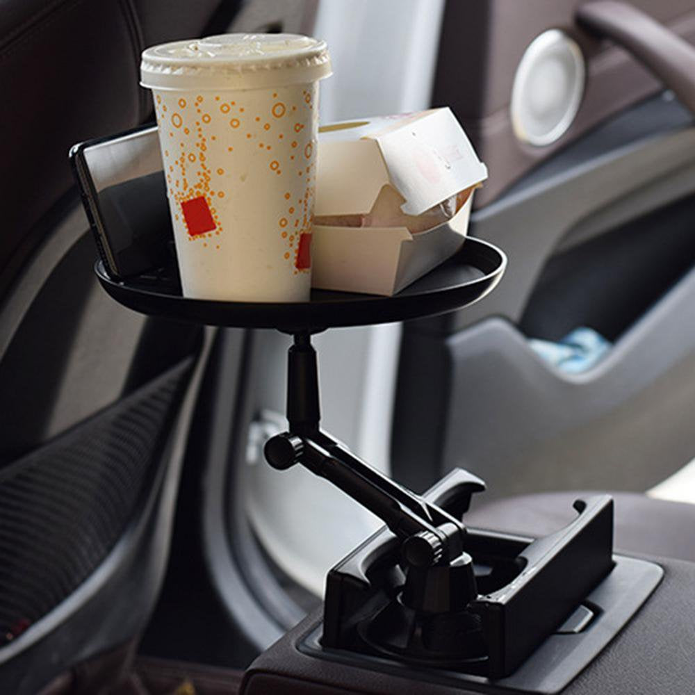 Car Cup Holder Tray Car Cup Holder with 360 Rotation Food Tray Car Food Table with Swivel Arm and Cell Phone Slot Fits Most Cars Useful